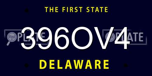 396OV4 Delaware License Plate