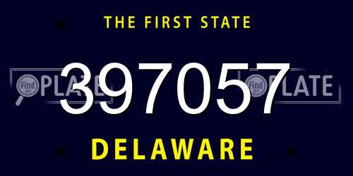397057 Delaware License Plate