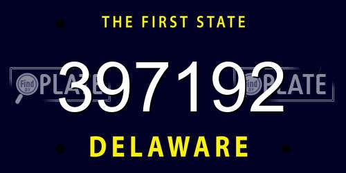397192 Delaware License Plate
