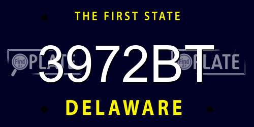 3972BT Delaware License Plate