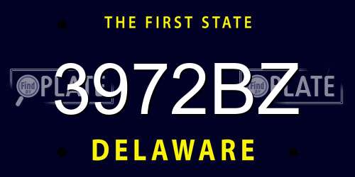 3972BZ Delaware License Plate