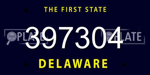 397304 Delaware License Plate