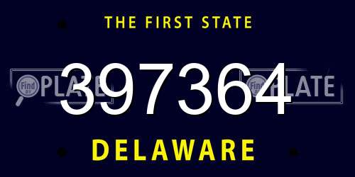 397364 Delaware License Plate
