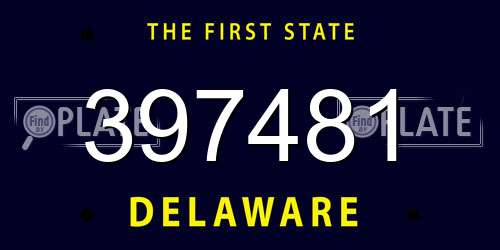397481 Delaware License Plate