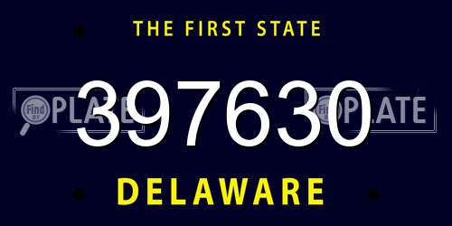 397630 Delaware License Plate