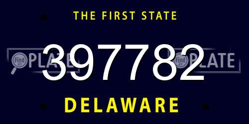 397782 Delaware License Plate