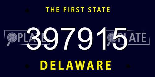 397915 Delaware License Plate