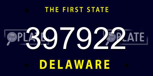 397922 Delaware License Plate