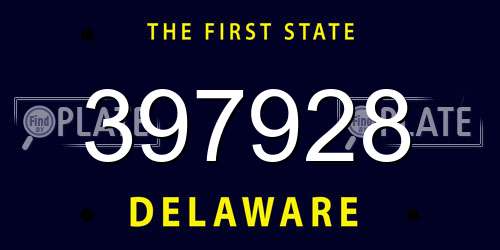 397928 Delaware License Plate