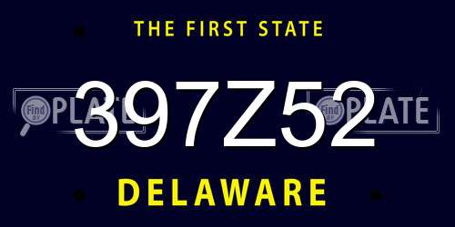 397Z52 Delaware License Plate