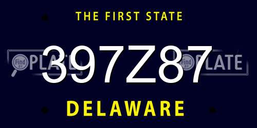 397Z87 Delaware License Plate