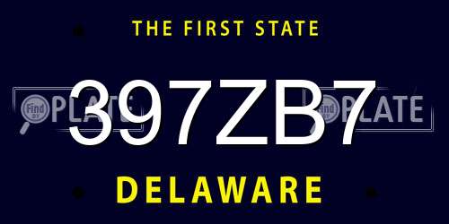 397ZB7 Delaware License Plate