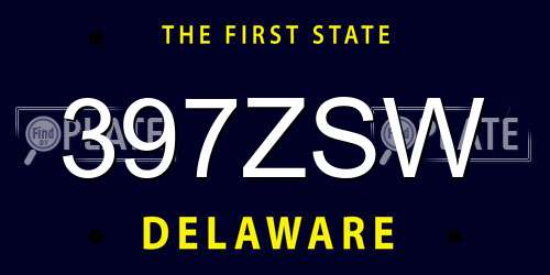 397ZSW Delaware License Plate