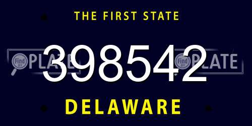 398542 Delaware License Plate