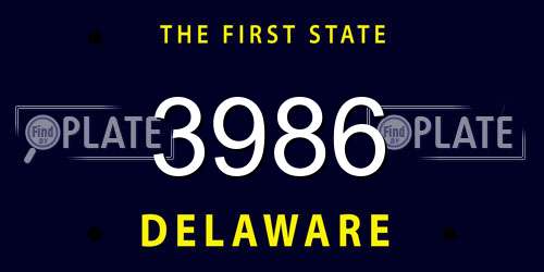 3986 Delaware License Plate