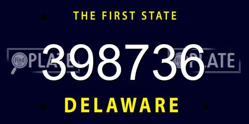 398736 Delaware License Plate