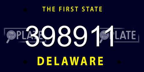 398911 Delaware License Plate