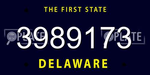 3989173 Delaware License Plate