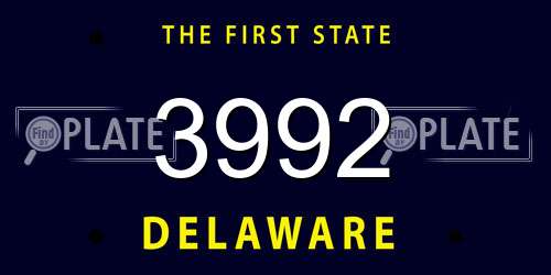 3992 Delaware License Plate