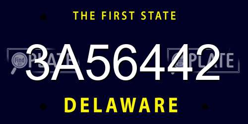 3A56442 Delaware License Plate