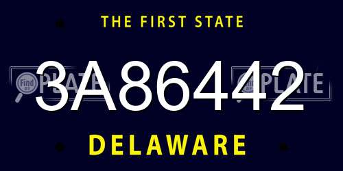 3A86442 Delaware License Plate