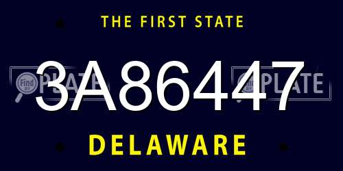 3A86447 Delaware License Plate