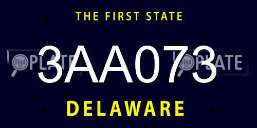 3AA073 Delaware License Plate
