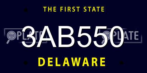 3AB550 Delaware License Plate