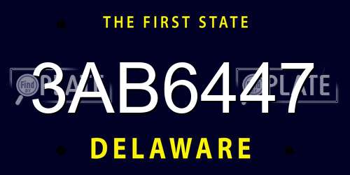 3AB6447 Delaware License Plate