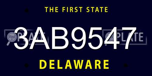 3AB9547 Delaware License Plate