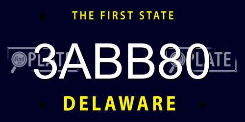3ABB80 Delaware License Plate