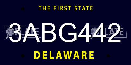 3ABG442 Delaware License Plate