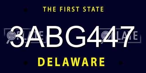 3ABG447 Delaware License Plate