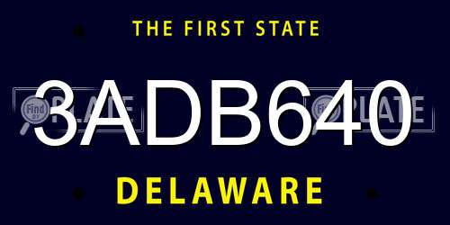 3ADB640 Delaware License Plate
