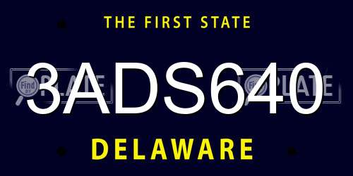 3ADS640 Delaware License Plate
