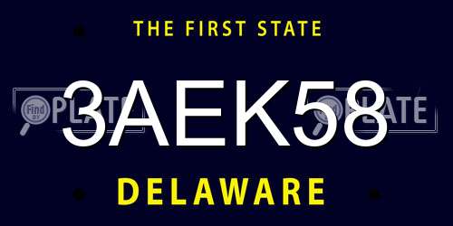 3AEK58 Delaware License Plate