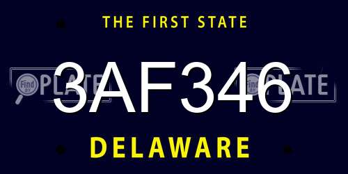 3AF346 Delaware License Plate
