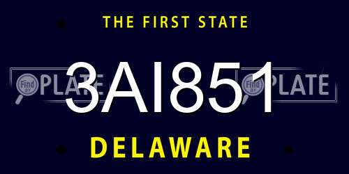 3AI851 Delaware License Plate