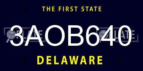3AOB640 Delaware License Plate