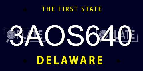 3AOS640 Delaware License Plate