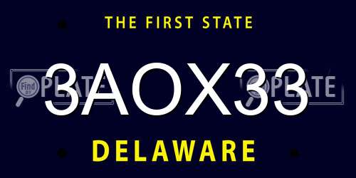 3AOX33 Delaware License Plate
