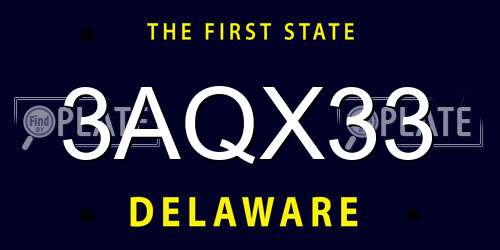 3AQX33 Delaware License Plate