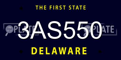 3AS550 Delaware License Plate