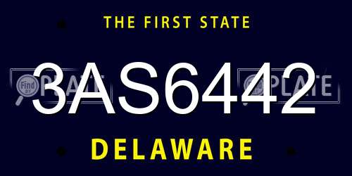 3AS6442 Delaware License Plate