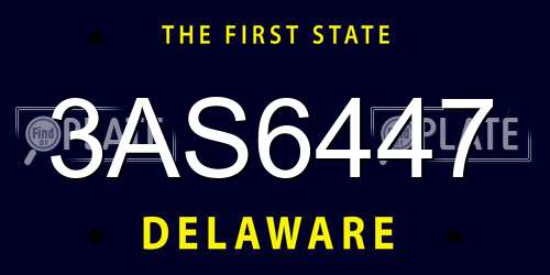 3AS6447 Delaware License Plate