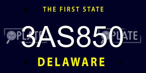 3AS850 Delaware License Plate