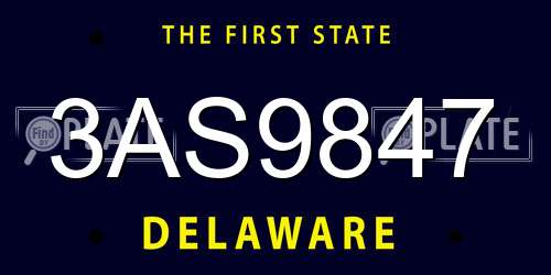 3AS9847 Delaware License Plate