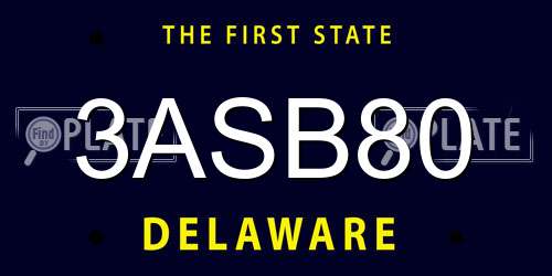 3ASB80 Delaware License Plate
