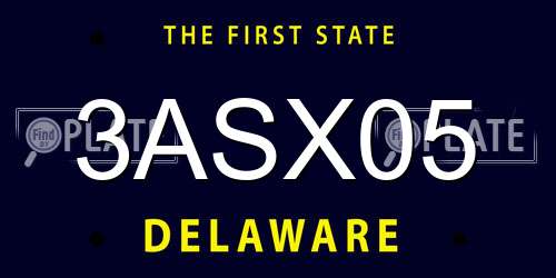 3ASX05 Delaware License Plate