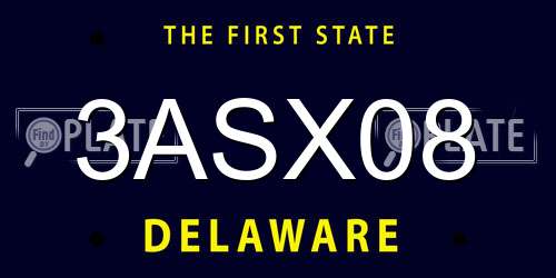 3ASX08 Delaware License Plate